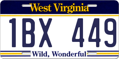WV license plate 1BX449