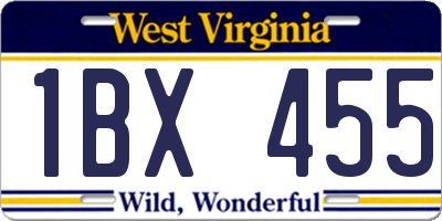 WV license plate 1BX455