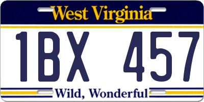 WV license plate 1BX457