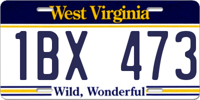 WV license plate 1BX473