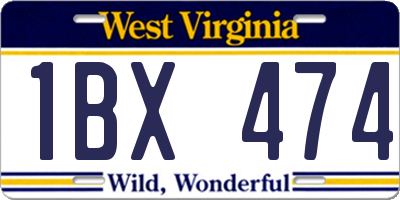 WV license plate 1BX474
