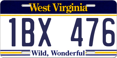 WV license plate 1BX476