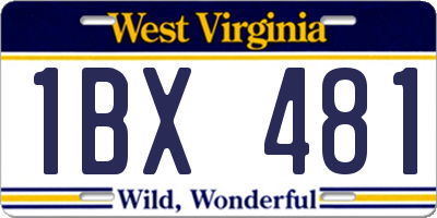 WV license plate 1BX481