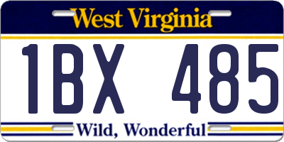 WV license plate 1BX485