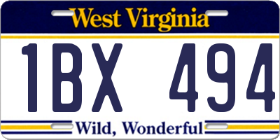 WV license plate 1BX494