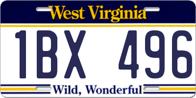 WV license plate 1BX496