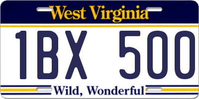 WV license plate 1BX500