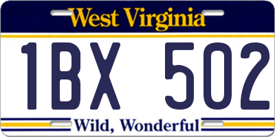 WV license plate 1BX502