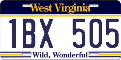 WV license plate 1BX505