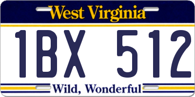 WV license plate 1BX512