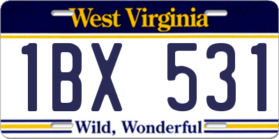 WV license plate 1BX531