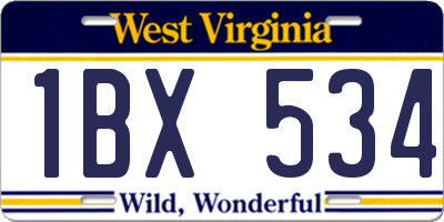 WV license plate 1BX534