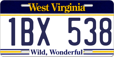 WV license plate 1BX538