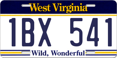 WV license plate 1BX541