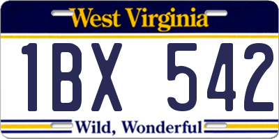 WV license plate 1BX542
