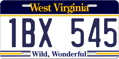WV license plate 1BX545