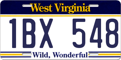 WV license plate 1BX548