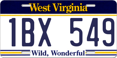 WV license plate 1BX549