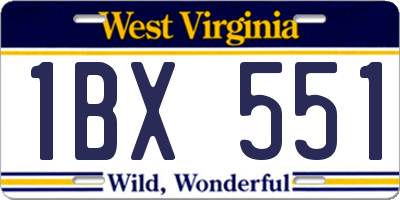 WV license plate 1BX551