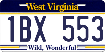 WV license plate 1BX553