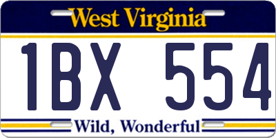 WV license plate 1BX554
