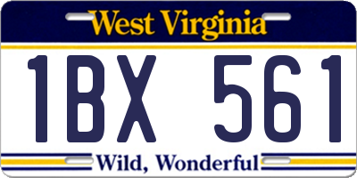 WV license plate 1BX561