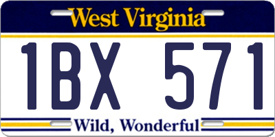 WV license plate 1BX571
