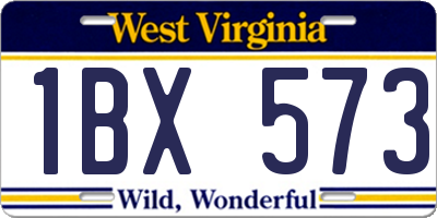 WV license plate 1BX573