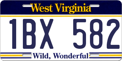 WV license plate 1BX582
