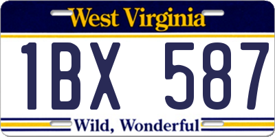 WV license plate 1BX587