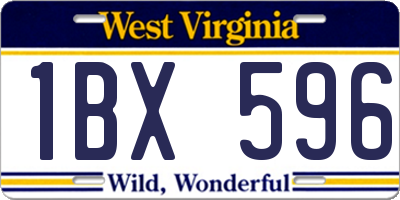 WV license plate 1BX596