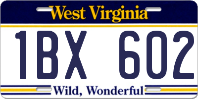 WV license plate 1BX602