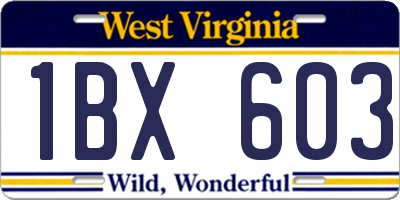 WV license plate 1BX603