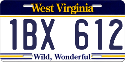 WV license plate 1BX612