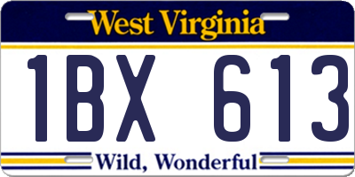 WV license plate 1BX613