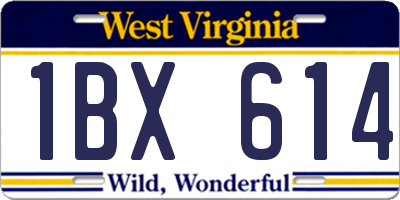 WV license plate 1BX614