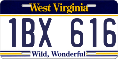 WV license plate 1BX616