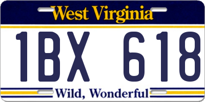 WV license plate 1BX618