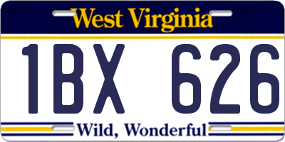 WV license plate 1BX626