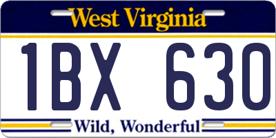 WV license plate 1BX630