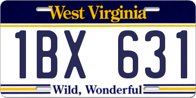 WV license plate 1BX631