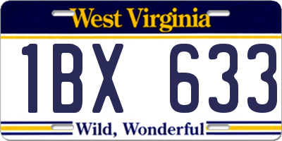 WV license plate 1BX633