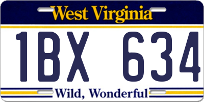 WV license plate 1BX634