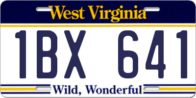 WV license plate 1BX641