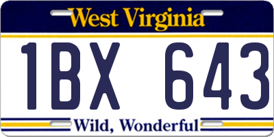 WV license plate 1BX643