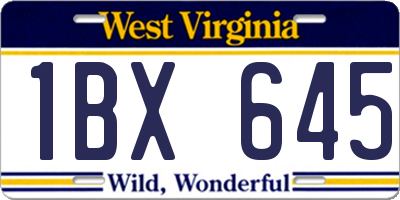 WV license plate 1BX645