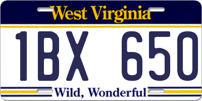 WV license plate 1BX650
