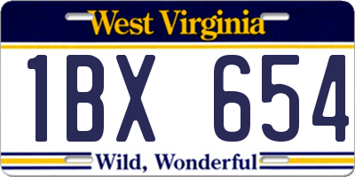 WV license plate 1BX654