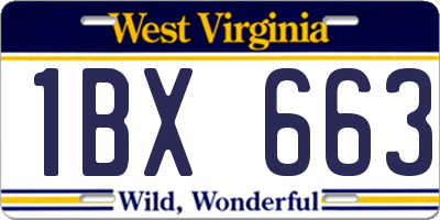 WV license plate 1BX663