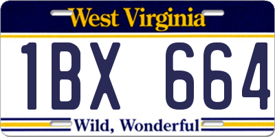 WV license plate 1BX664
